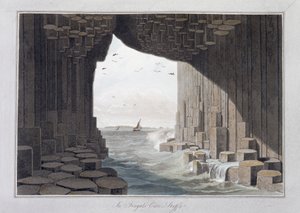 Fingalin luolassa, Staffassa, Skotlannissa, 1829 tekijältä William Daniell