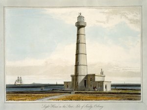 Light House on the Start, Isle of Sandy, Isle of Sandy, Orkney, vuodelta "A Voyage Around Around Great Britain Undertaken between the Years 1814 and 1825", julkaistu 1821. tekijältä William Daniell