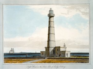 "Lighthouse on the Start, Isle of Sandy, Orkney", 1821 tekijältä William Daniell