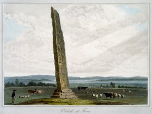 "Obelisk at Forres", Moray, Skotlanti, 1821 tekijältä William Daniell