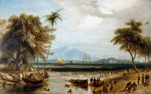 Anjer Pointin vesipiste Jaavan saarella (Indonesia). tekijältä William Daniell
