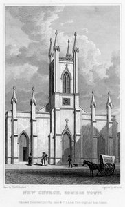 Uusi kirkko, Somers Town, Camden, Lontoo, 1827.