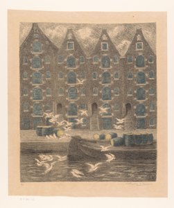 Varastot Brouwersgrachtissa Amsterdamissa tekijältä William Degouve de Nuncques (signed by artist)