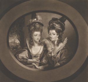 Rouva Gwyn ja rouva Bunbury Windsorin iloisten vaimojen hahmoissa, 1780.