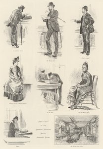 Luonnoksia Somerset Housen yleisrekisteritoimistossa (General Register Office).