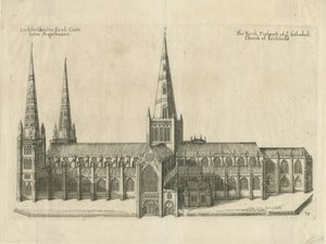 Lichfieldin katedraali - Etelänäkymä: kuparilevykaiverrus, nd [?1700-luvun puoliväli]