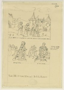 Església de Tamworth - Vidre de la finestra: traçat amb tinta i (dibuix) finès [?segle XVII]