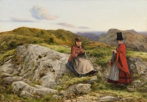 Walesin maisema, jossa kaksi naista neulee, 1860 tekijältä William Dyce