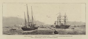 HMS Enchantress lähtee Portsmouthin satamasta tekijältä William Edward Atkins