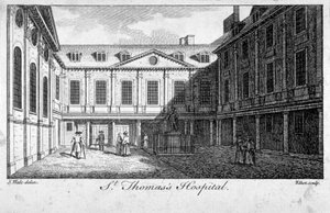 St Thomasin sairaalan keskioikeus, Southwark, Lontoo, n. 1750. tekijältä William Elliot