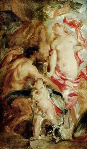 Allegorinen tutkimus, luonnos (öljy kankaalle) tekijältä William Etty