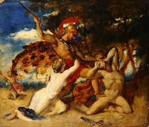 Mercy interceding for the Vanquished (öljy laudalle) tekijältä William Etty