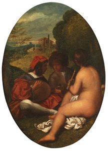 Pastoraalikonsertti, Tizianin jälkeen (öljy kankaalle asetettu taululle) tekijältä William Etty