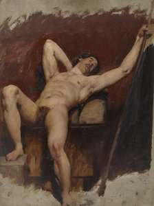 Makaava alaston mies, oikea polvi kohotettuna, 1815-45