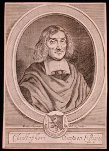Christopher Simpsonin (n. 1605–1669) muotokuva (kaiverrus) tekijältä William Faithorne