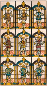 Maalattu ikkuna - Kaksi Saxon Earls of Mercia ja Seven Norman Earls of Chester, 1808 1845 tekijältä William Fowler
