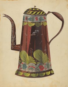 Toleware Tin Coffee Pot, c. 1937. tekijältä William Frank
