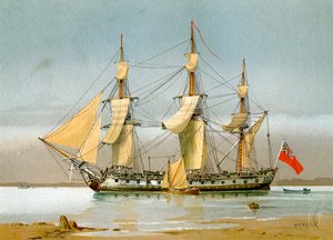 Kuninkaallisen laivaston 42 asefregatti, c1780 c1890-c1893. tekijältä William Frederick Mitchell