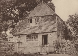 Mökki kirkkomaapihan kulmassa, Hellingley, Sussex (s/w valokuva)