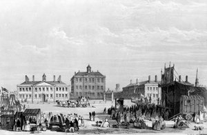 Old Liverpool Infirmary and Alms-Houses, John Cooken sirkus etualalla, n. 1826