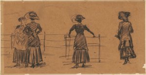 Naisten opintoja puiston kaiteella tekijältä William Glackens