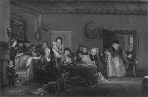 Testamentin lukeminen, c1820.