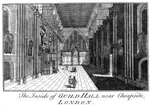 The Inside of Guild Hall lähellä Cheapsidea, Lontoo, 1700-luku 1886.