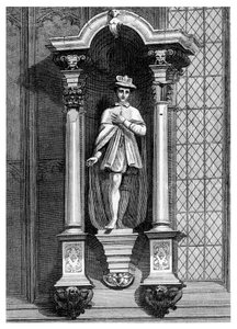 Edward VI:n patsas Guildhall Chapelin edestä Lontoon Cityssä, 1886.
