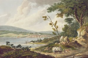 Newburg, nro 14 Hudson River Portfoliosta, kaiverrettu J. Hill, 1821-25