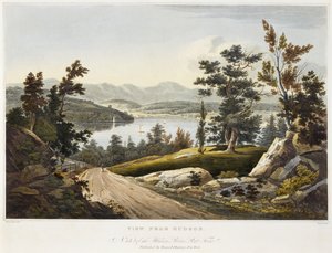 Näkymä lähellä Hudsonia, 1822 (akvatinta paperille käsin värjättynä) tekijältä William Guy after Wall