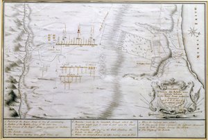 Cullodenin taistelun suunnitelma 16. huhtikuuta 1746 (kynä ja muste paperille) tekijältä William Hall