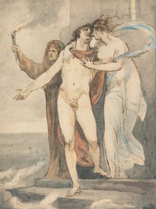 Leander lähtee sankarista ennen kuin ui takaisin Hellespontin poikki tekijältä William Hamilton