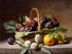 Asetelma viikunoiden ja saksanpähkinöiden kanssa tekijältä William Hammer