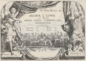 Arthur James Lewisin Moray Minstrelsin kutsukortti, 1865. tekijältä William Harcourt Hooper