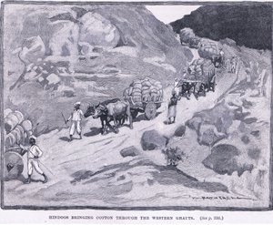 Hindut tuovat puuvillaa Länsi-Ghautsin kautta 1862 jKr. tekijältä William Hatherell