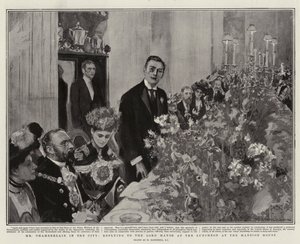 Chamberlain kaupungilla vastaamassa lordipormestarille lounaalla Mansion Housessa.