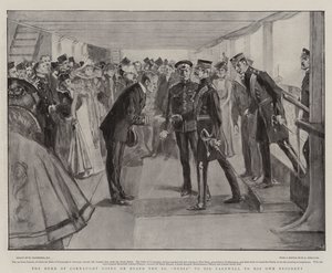 Duke of Connaught menee SS Nubia -alukselle jättääkseen hyvästit omalle rykmentilleen tekijältä William Hatherell