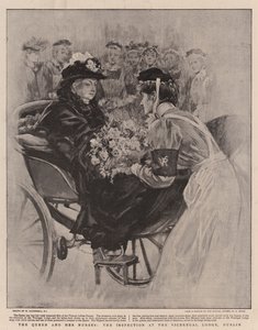 Kuningatar ja hänen sairaanhoitajansa, tarkastus Viceregal Lodgessa Dublinissa tekijältä William Hatherell