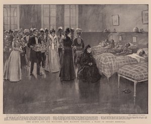 Kuningatar ja haavoittuneet, Hänen Majesteettinsa vierailemassa osastolla Netleyn sairaalassa tekijältä William Hatherell