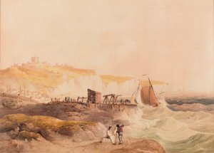 Dover, päivämäärä tuntematon (vesiväri ja lyijykynä paperille). tekijältä William Havell