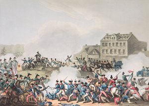 Leipsicin taistelu (Leipzig), 19. lokakuuta 1813: kaivertanut I. Clarke, akvatintoinut M. Dubourg (akvatinta) tekijältä William Heath
