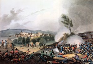 Vittorian taistelu, 21. kesäkuuta 1813, kaivertanut I. Clark, akvatintoinut M. DuBourg (akvatinta)