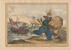 Imperial Bears Grease Kreikka tai kurkistus tulevaisuuteen. Karikatyyri Venäjän ja Turkin sodasta, 1828. tekijältä William Heath