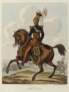 Yhdeksäs husaari, 1820 (värillinen akvatinta) tekijältä William Heath