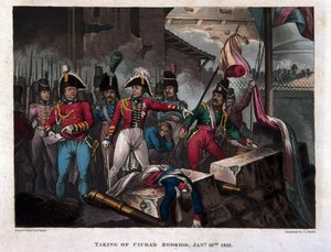 Ciudad Rodrigon ottaminen 19. tammikuuta 1812, julkaistu 1818 (akvatinta) tekijältä William Heath