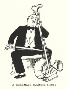 Kotitekoinen japanilainen viulu (litho) tekijältä William Heath Robinson