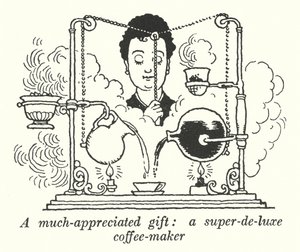 Arvostettu lahja, super-de-luxe-kahvinkeitin (litho) tekijältä William Heath Robinson