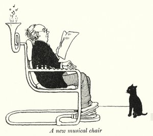 Uusi musiikkituoli (litho) tekijältä William Heath Robinson