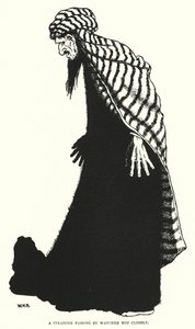 Ohikulkeva muukalainen katseli häntä tarkasti (kaiverrus) tekijältä William Heath Robinson