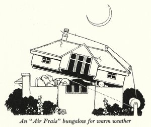 "Air Frais" -bungalow lämpimälle säälle (litho) tekijältä William Heath Robinson